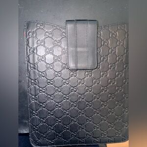 Gucci Black Embossed GG Leather iPad case NWOT